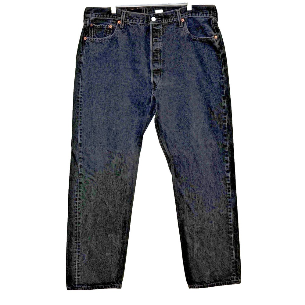 Levi's 501 Jeans Mens Size 42x34 Black Washed Button Fly Straight Leg Red Tab‎